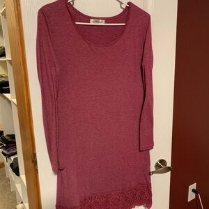 Chic Long Sleeve Magenta Dress